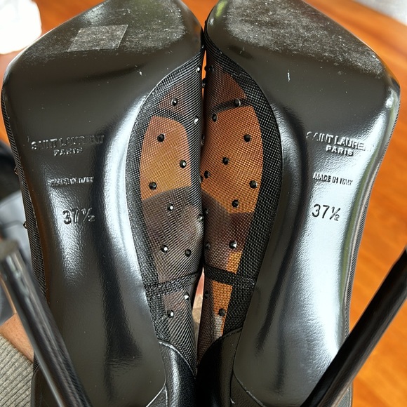 NWOT SAINT LAURENT Anja Pumps with Rhinestone Mesh black size 37.5 - Picture 9 of 9